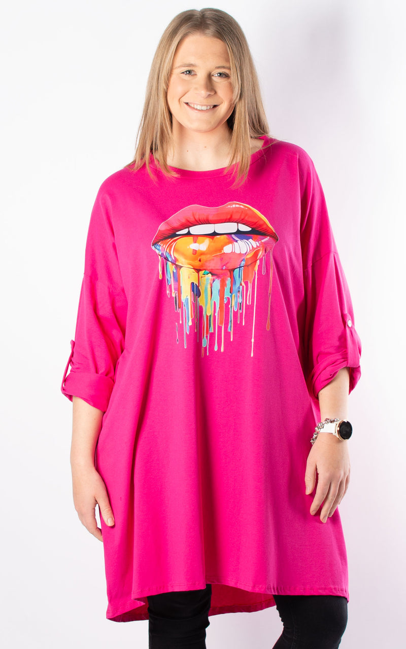 Doreen Tunic | Dripping Lips | Hot Pink