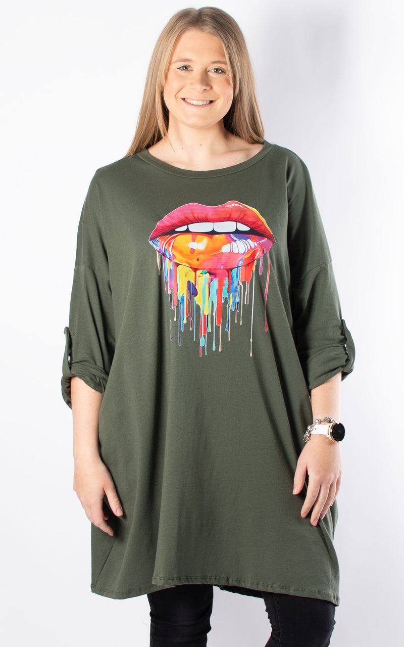 Doreen Tunic | Dripping Lips | Khaki