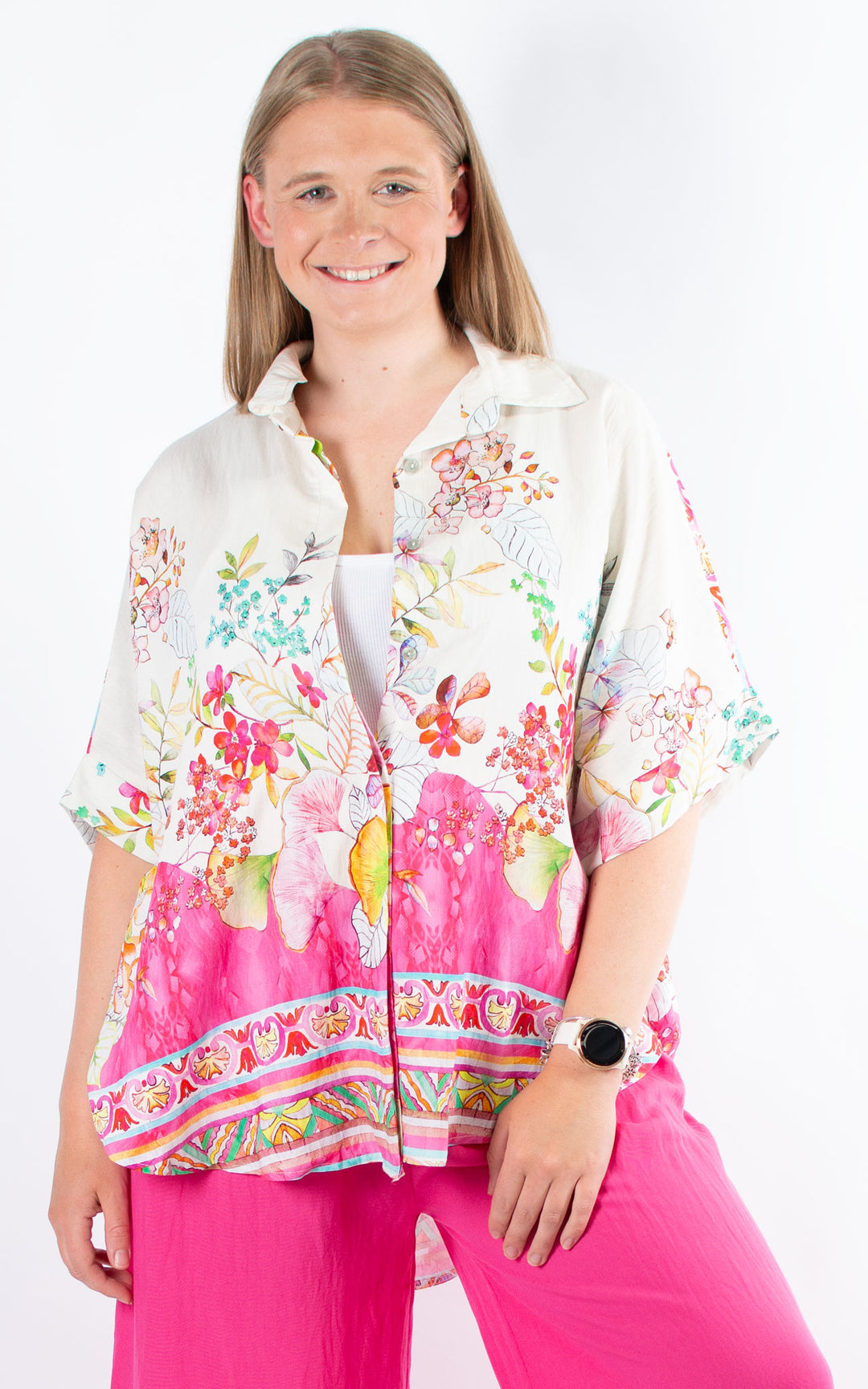 Dorothy Floral Shirt | Hot Pink