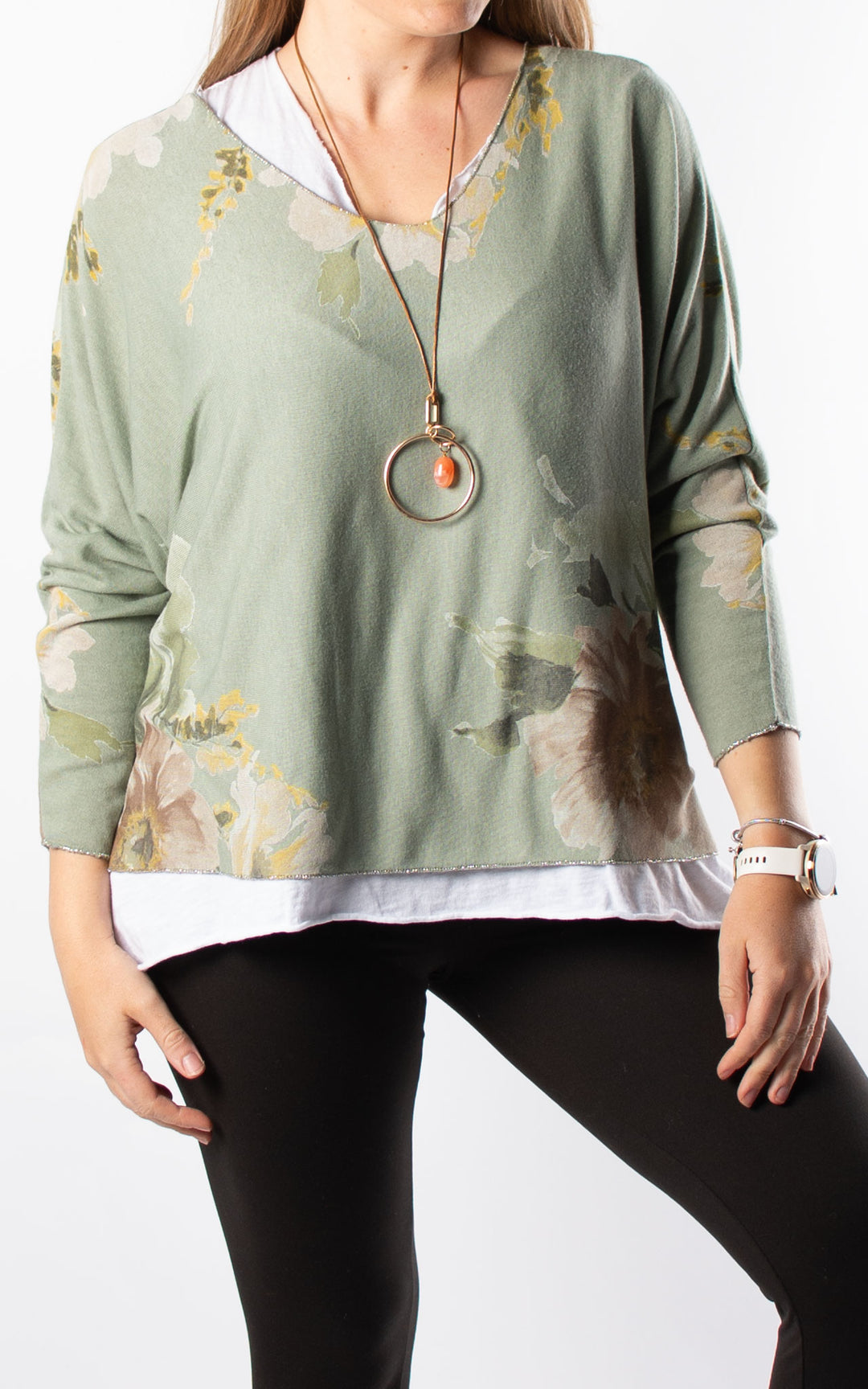 Double Layered Top | Floral | Khaki