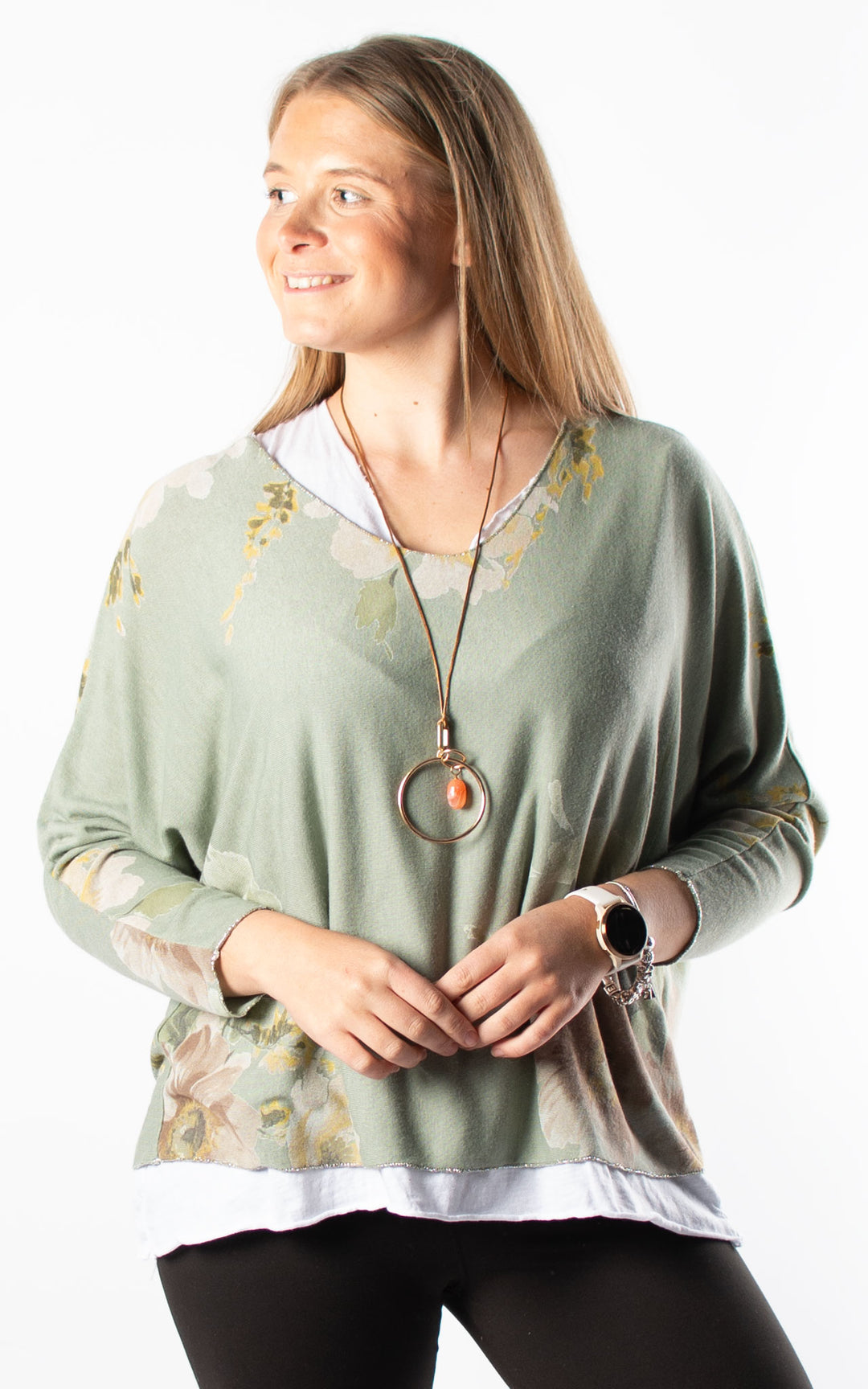 Double Layered Top | Floral | Khaki