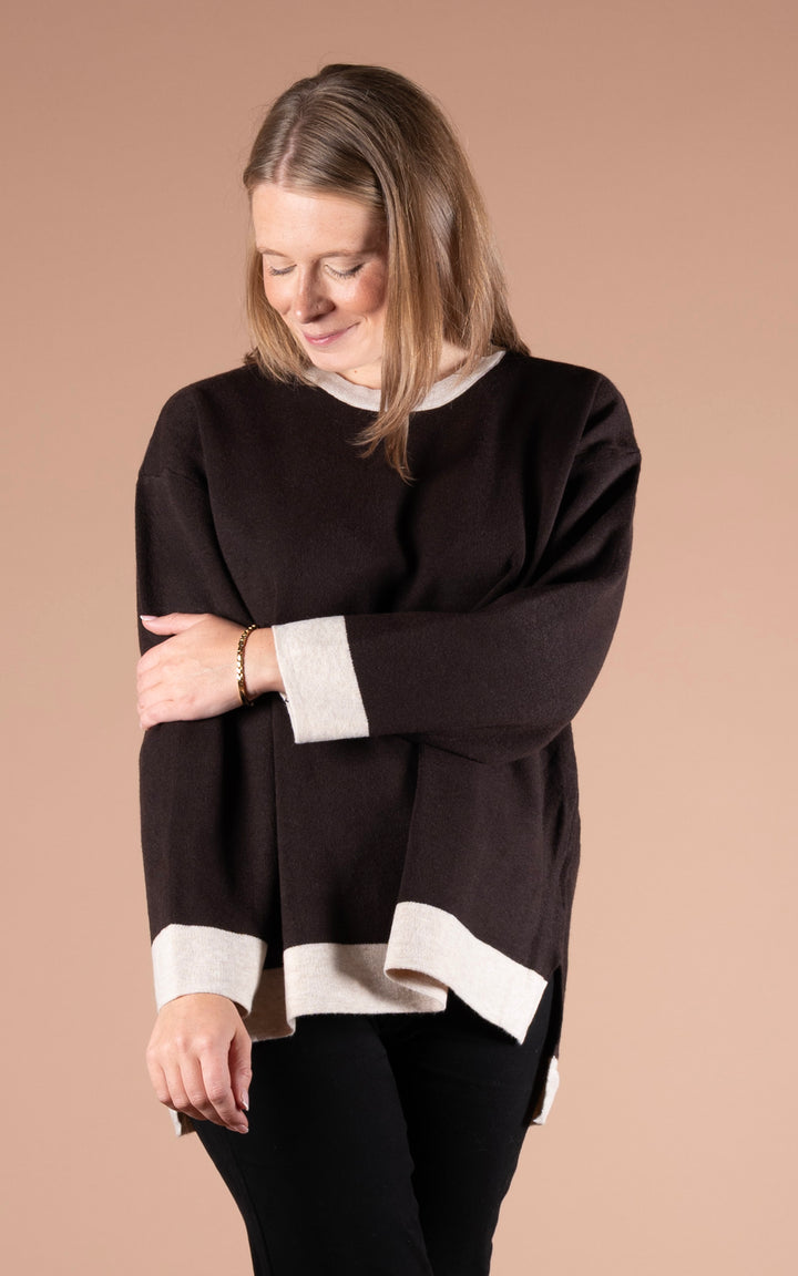 Eden Round Neck Jumper | Chocolate & Oat