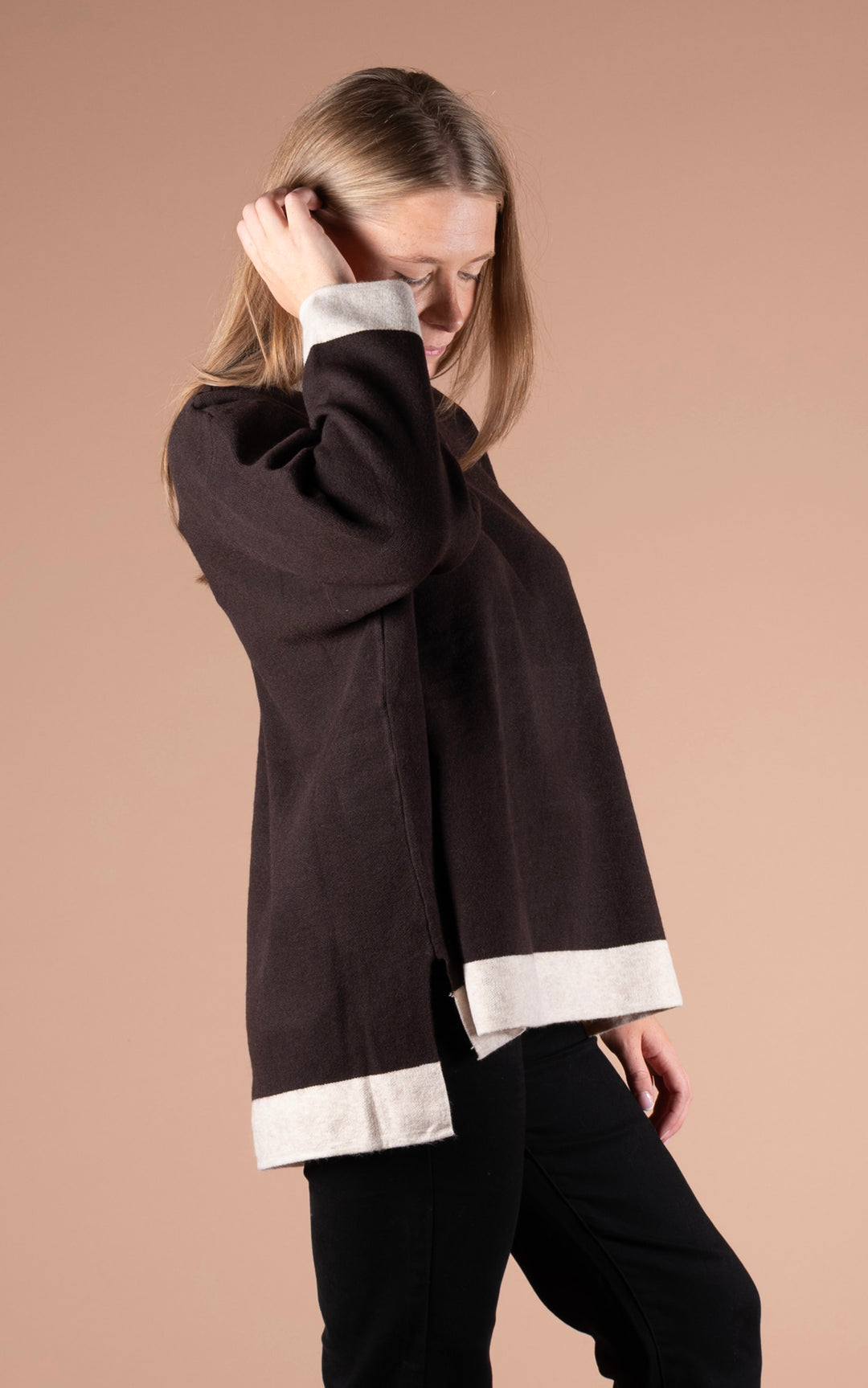 Eden Round Neck Jumper | Chocolate & Oat