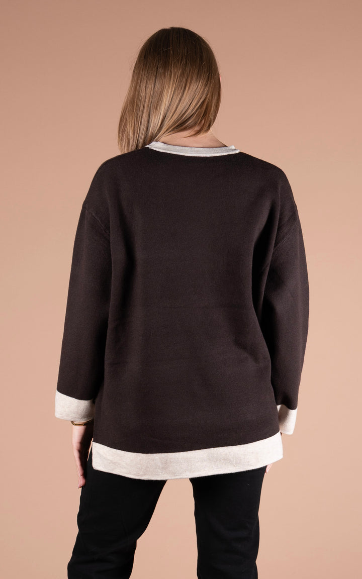 Eden Round Neck Jumper | Chocolate & Oat