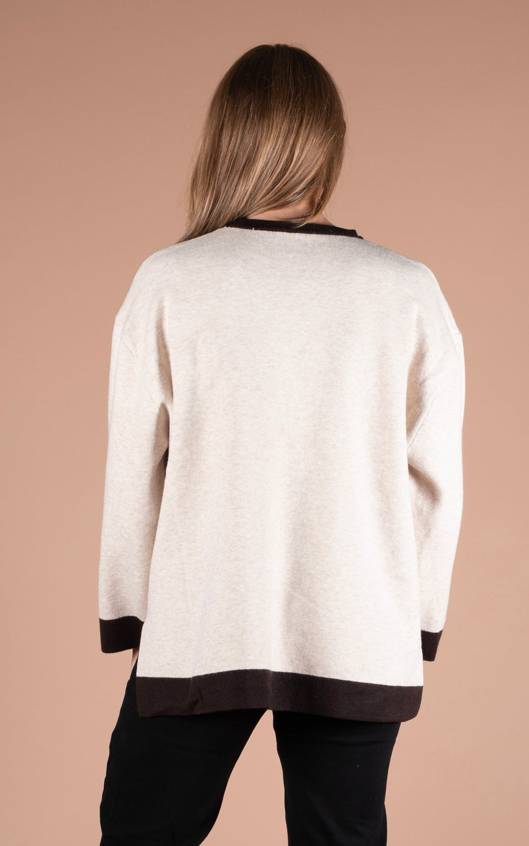 Eden Round Neck Jumper | Oat & Chocolate