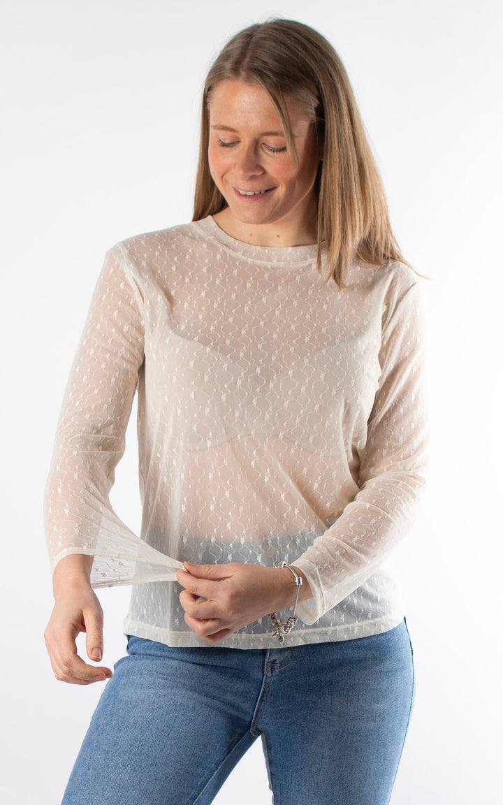 Eliza Lace Mesh Top | Cream