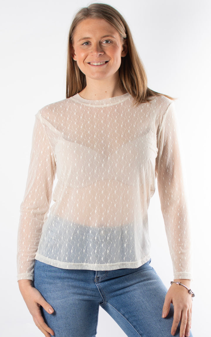 Eliza Lace Mesh Top | Cream