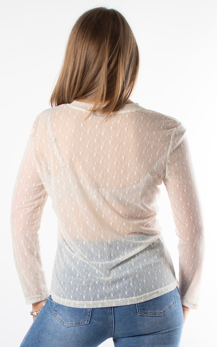 Eliza Lace Mesh Top | Cream