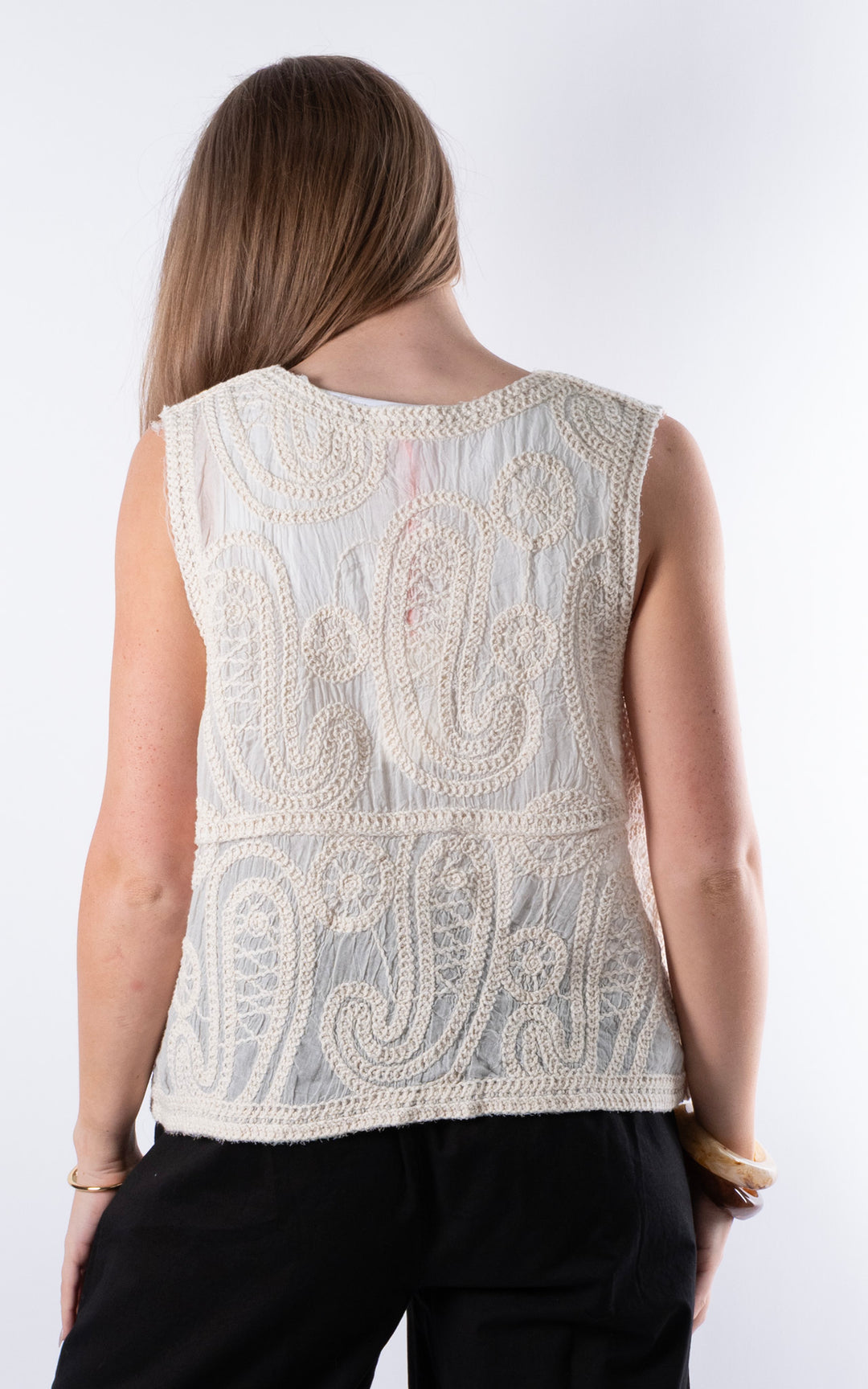 Ella Embroidery Vest | Cream