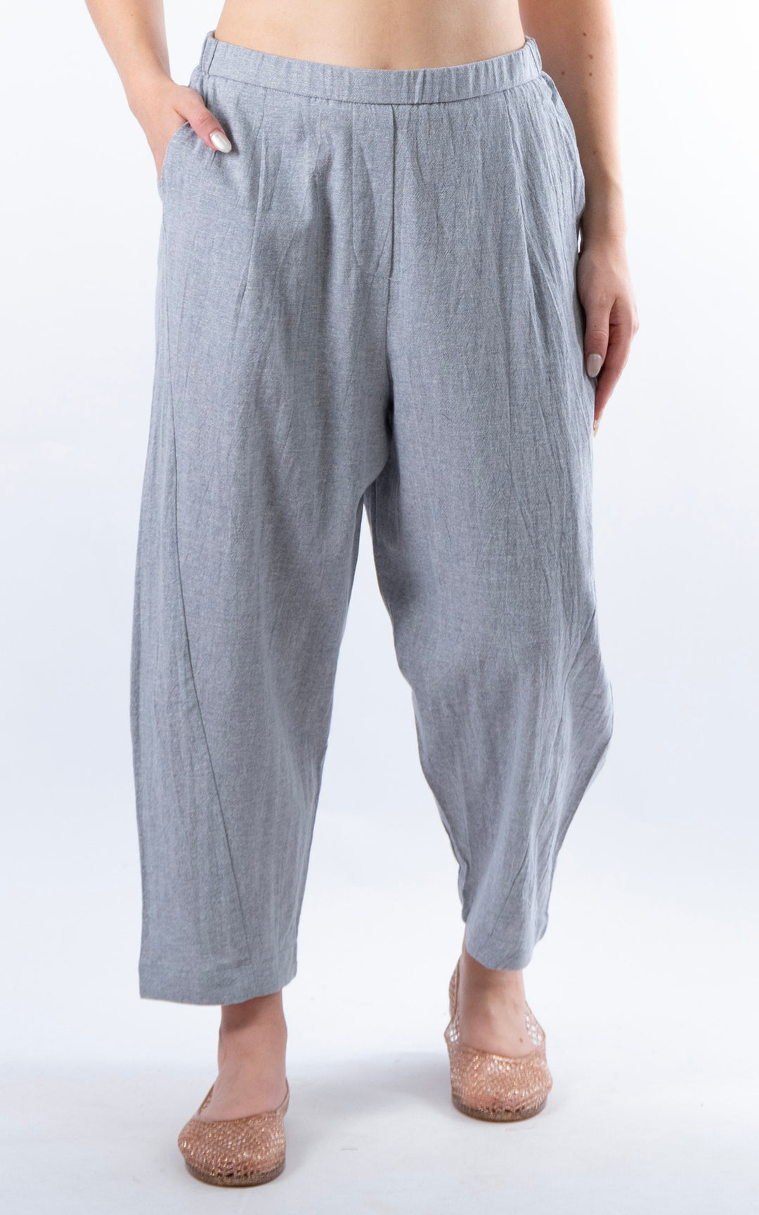 Ella Linen Mix Barrel Trouser | Denim