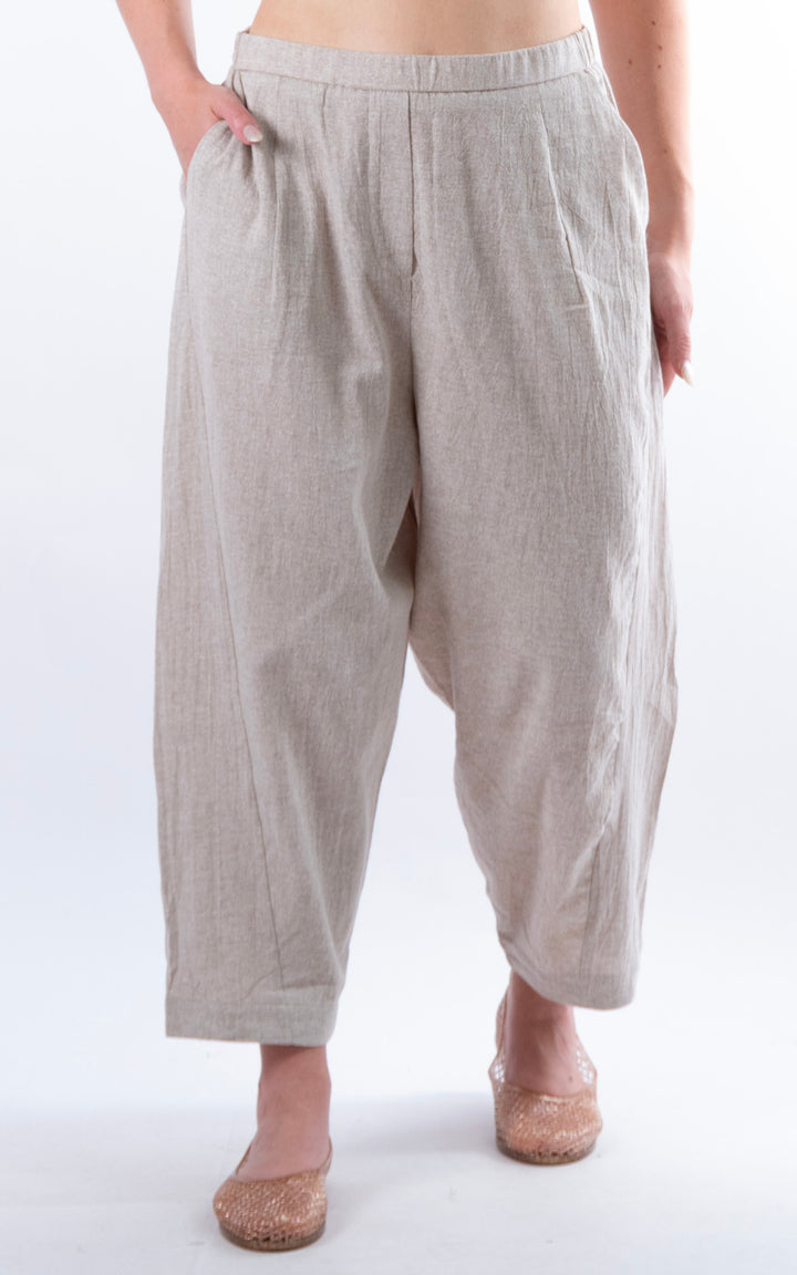 Ella Linen Mix Barrel Trouser | Mocha