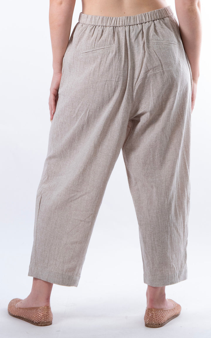 Ella Linen Mix Barrel Trouser | Mocha