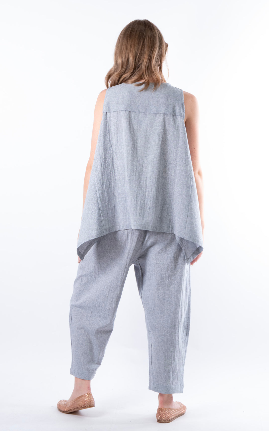 Ella Linen Mix Pocket Top | Denim