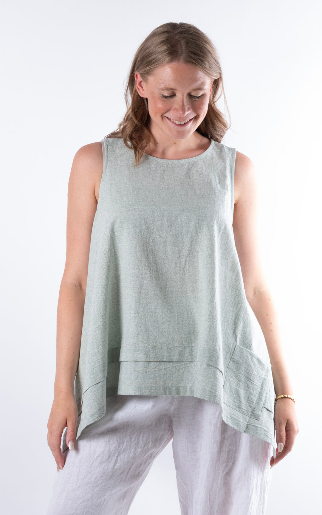 Ella Linen Mix Pocket Top | Green