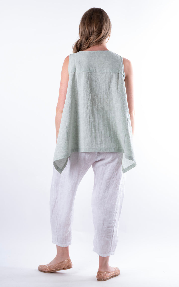 Ella Linen Mix Pocket Top | Green