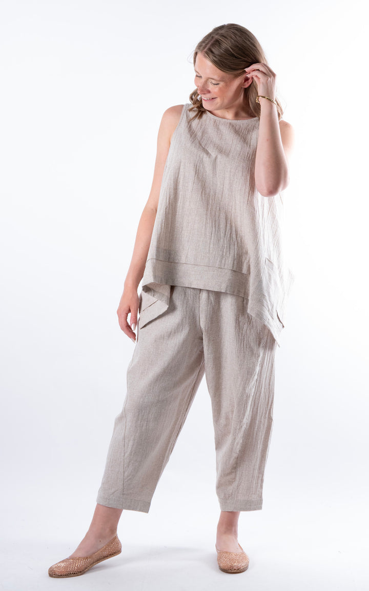 Ella Linen Mix Pocket Top | Mocha