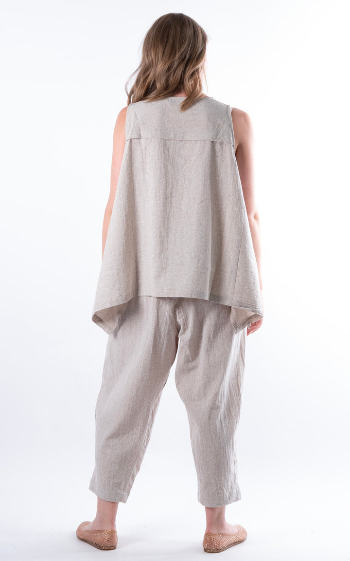 Ella Linen Mix Pocket Top | Mocha