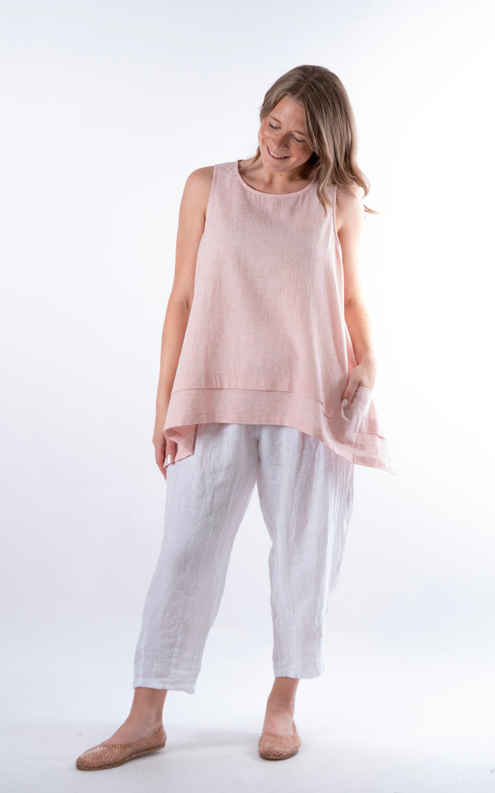 Ella Linen Mix Pocket Top | Pink