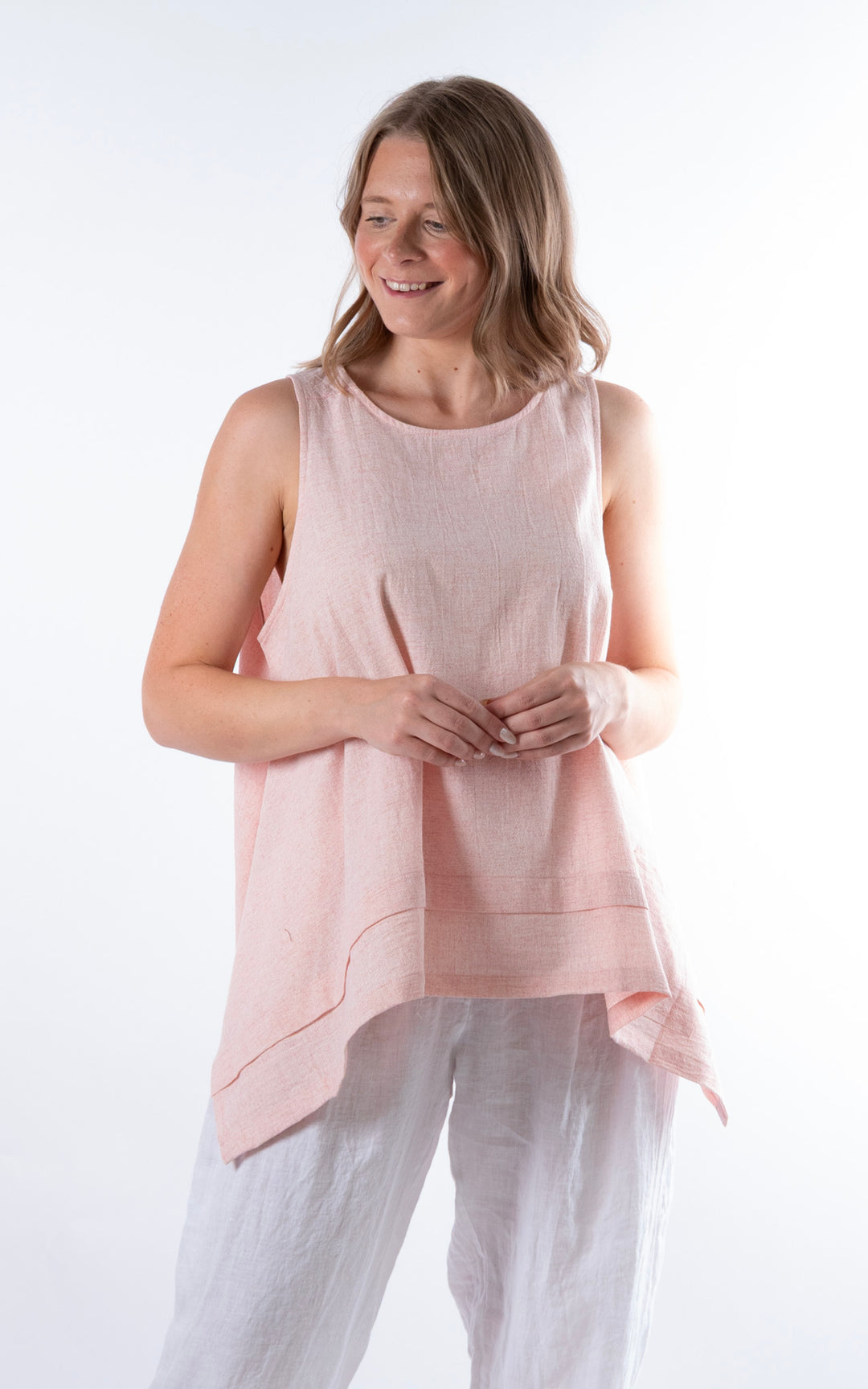 Ella Linen Mix Pocket Top | Pink