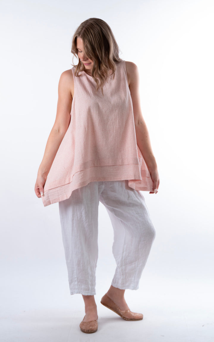 Ella Linen Mix Pocket Top | Pink