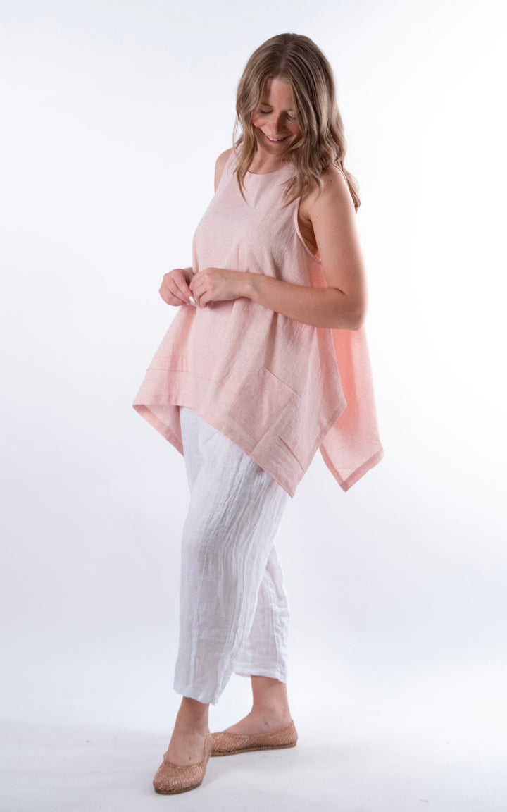 Ella Linen Mix Pocket Top | Pink