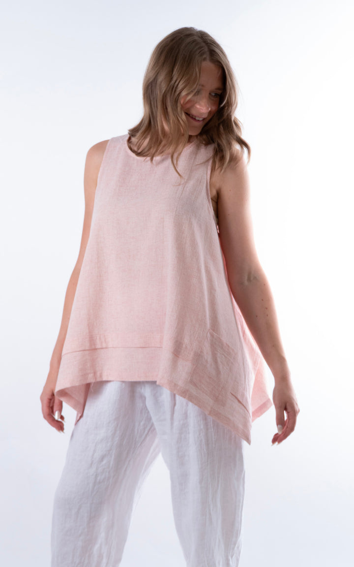Ella Linen Mix Pocket Top | Pink