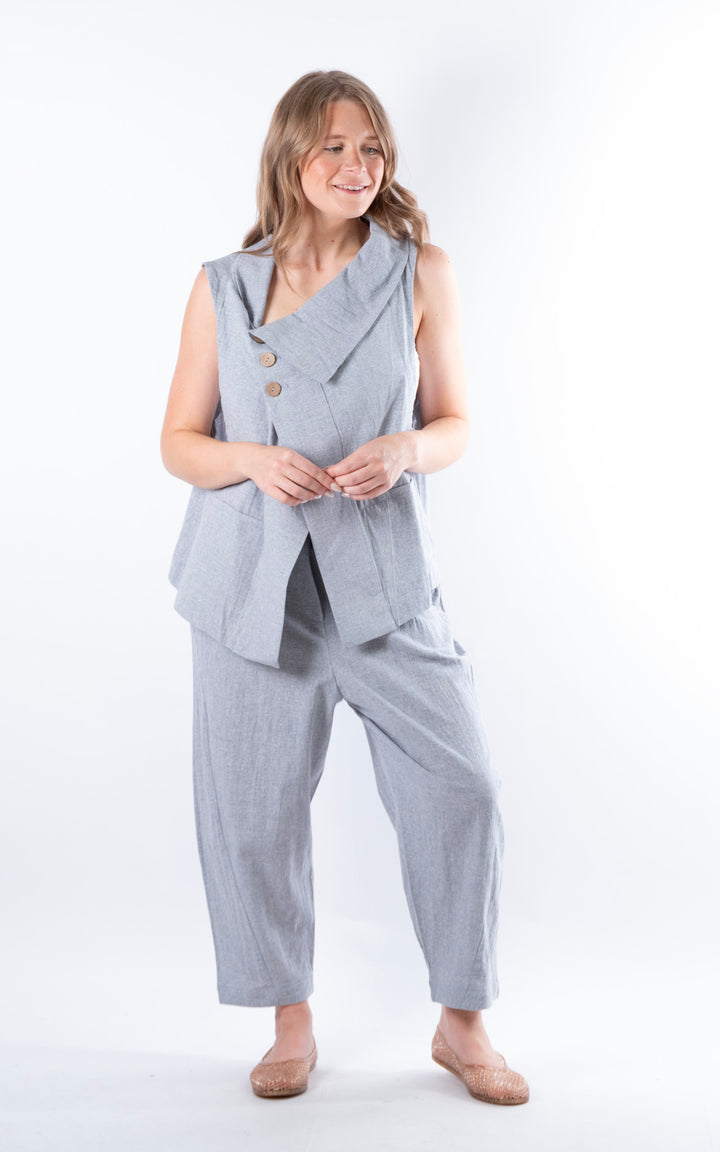 Ella Linen Mix Waistcoat | Denim