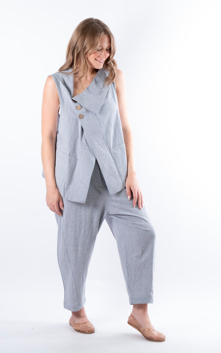 Ella Linen Mix Waistcoat | Denim