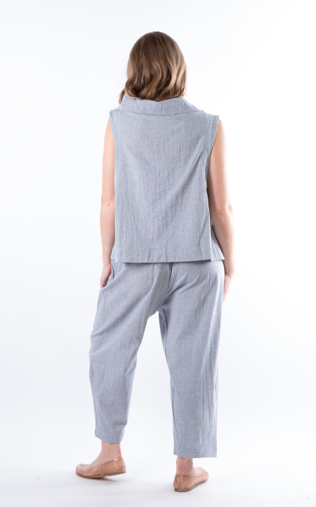 Ella Linen Mix Waistcoat | Denim