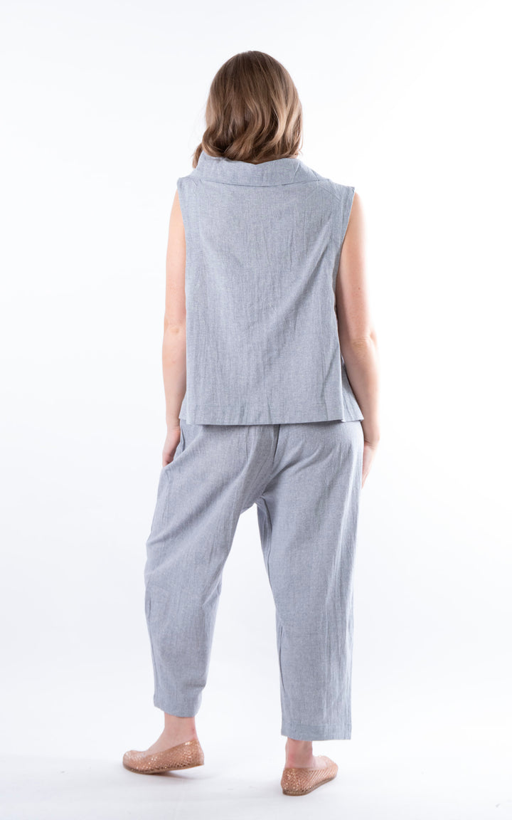 Ella Linen Mix Waistcoat | Denim