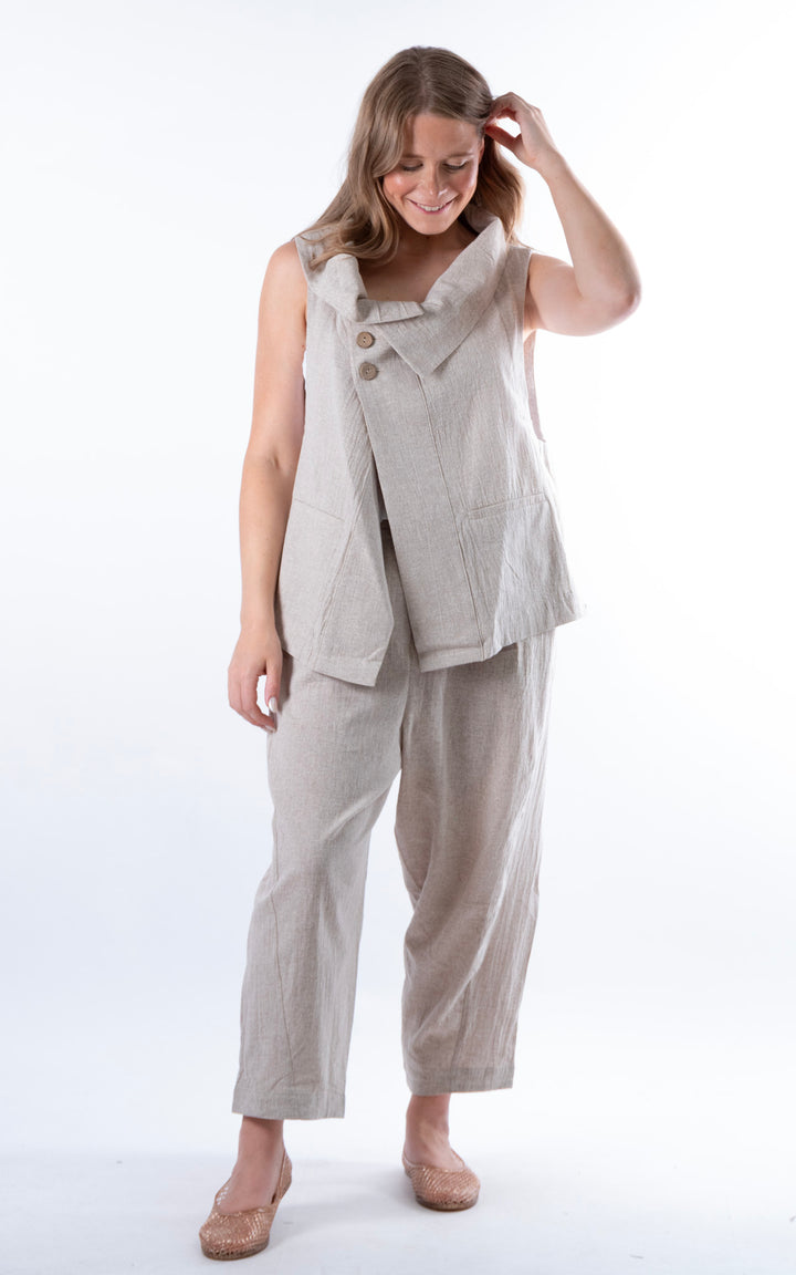 Ella Linen Mix Waistcoat | Mocha