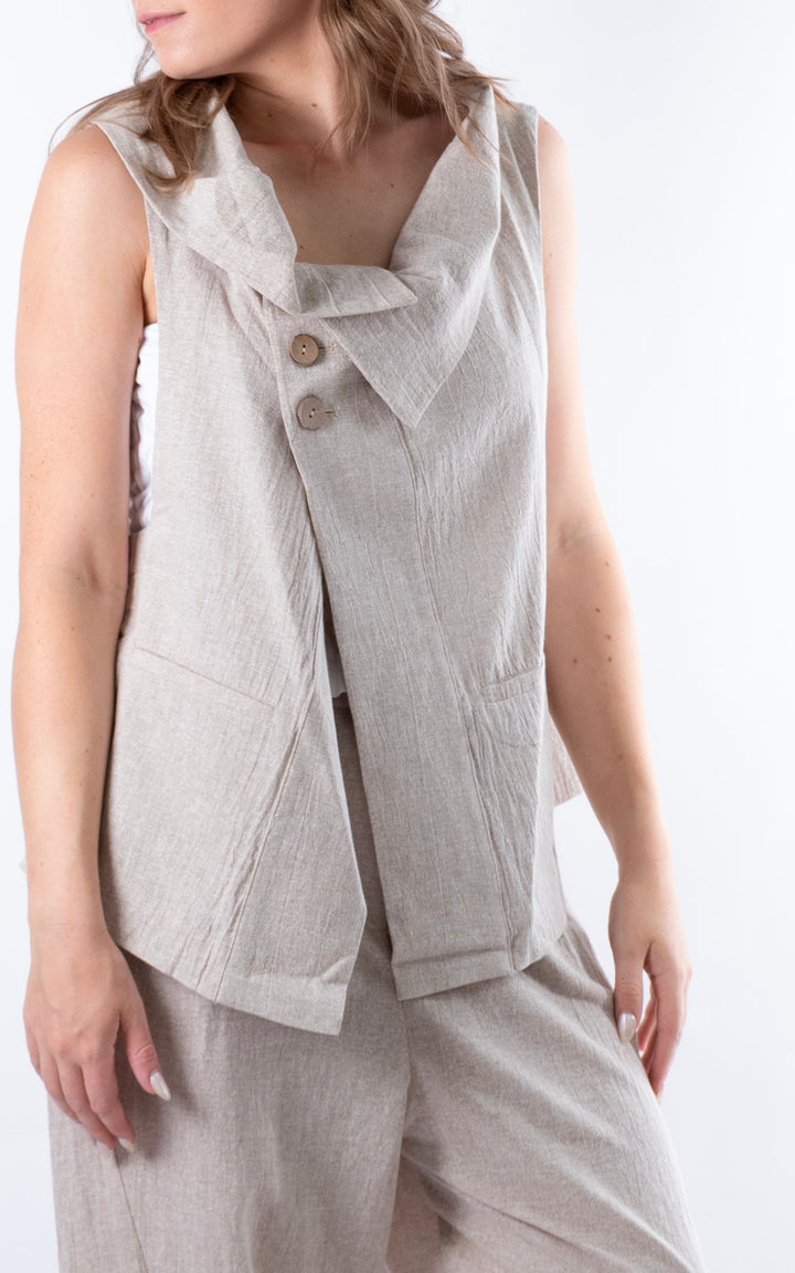 Ella Linen Mix Waistcoat | Mocha