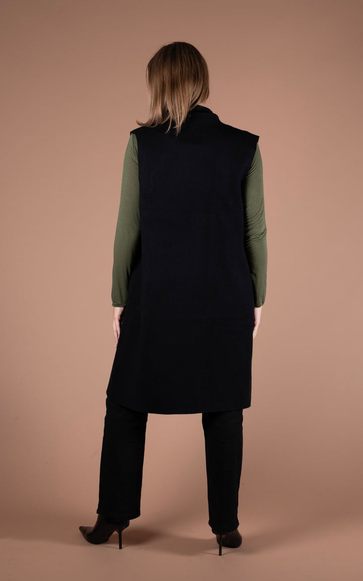 Emi Longline Waistcoat  | Black
