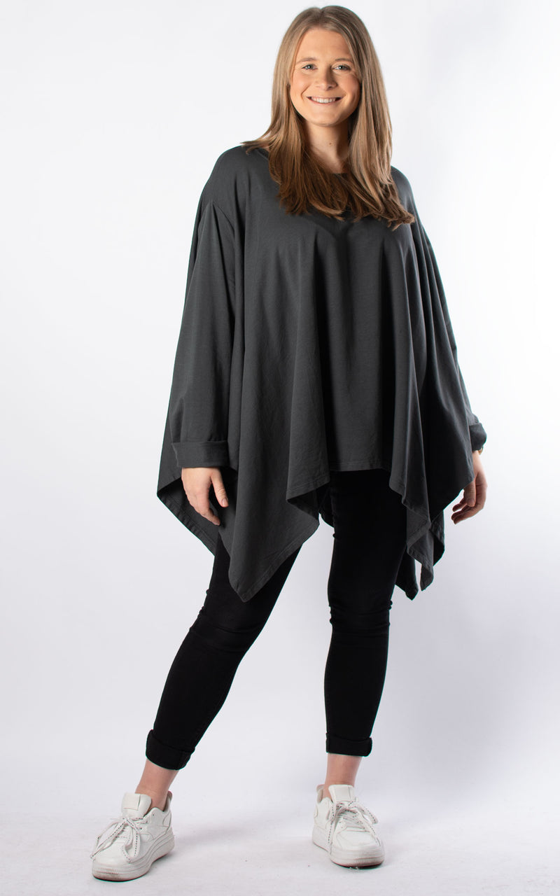 Emily Oversized Top | Charcoal