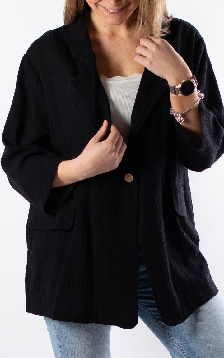 Etta Cotton Blazer | Black