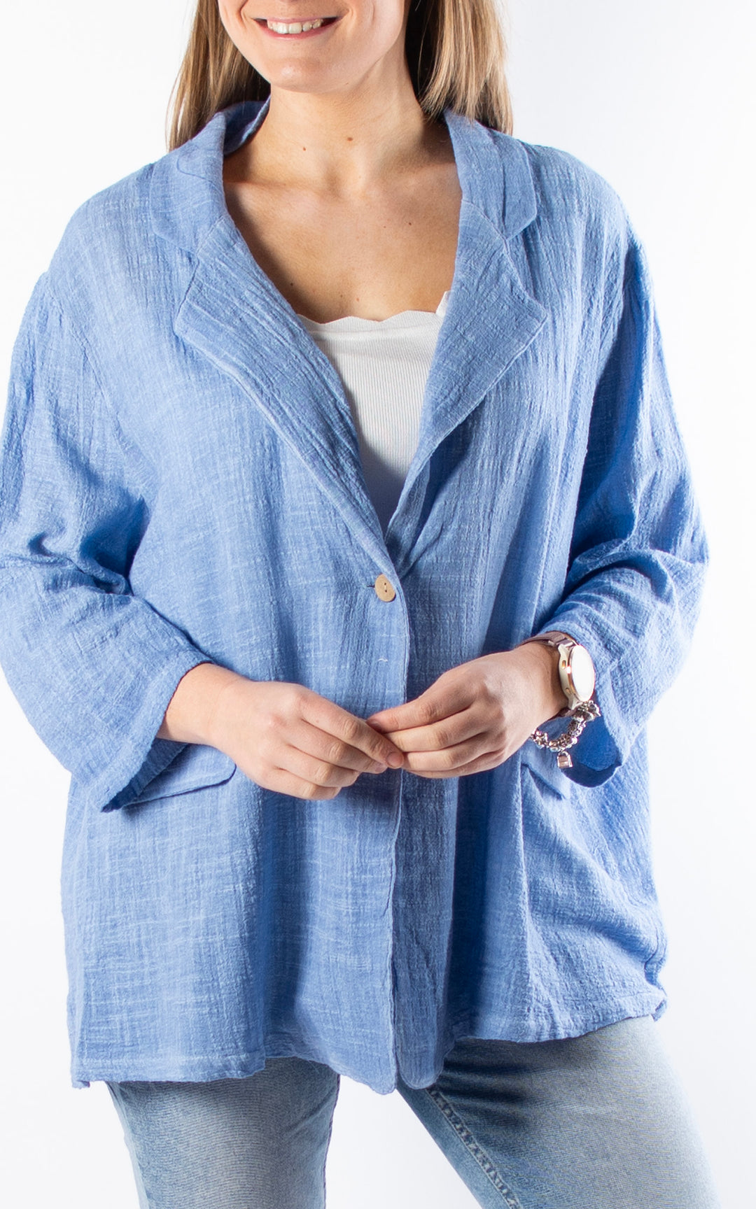 Etta Cotton Blazer | Blue