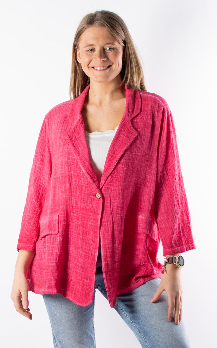 Etta Cotton Blazer | Hot Pink