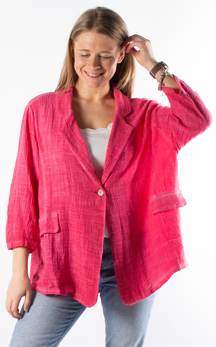 Etta Cotton Blazer | Hot Pink