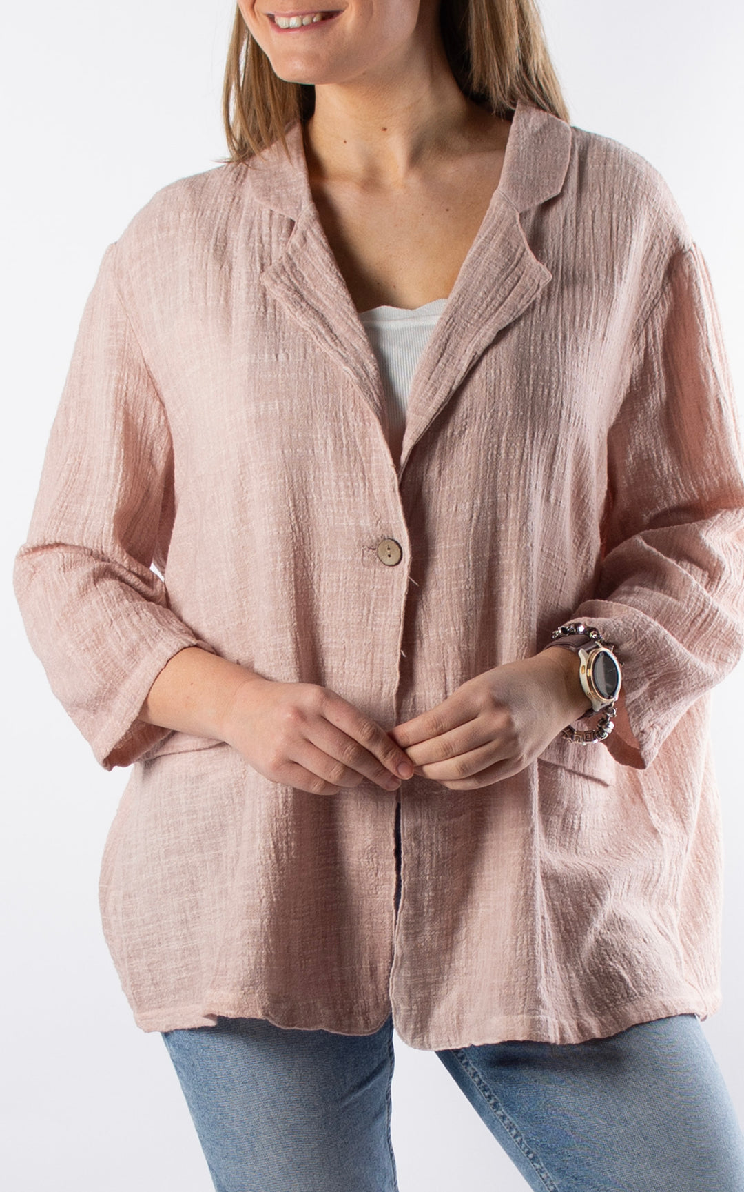 Etta Cotton Blazer | Pink