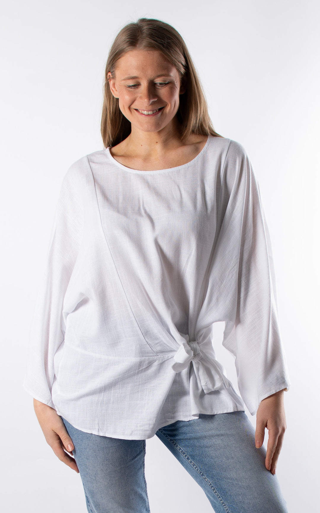 Everleigh Side Tie Top | White
