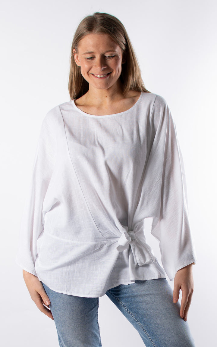 Everleigh Side Tie Top | White