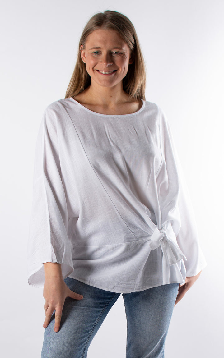 Everleigh Side Tie Top | White