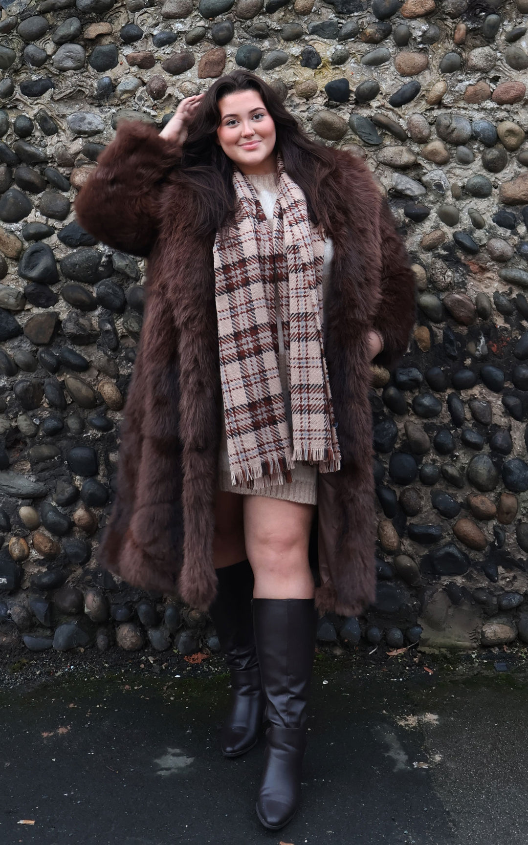 Faux Fur Coat | Chocolate