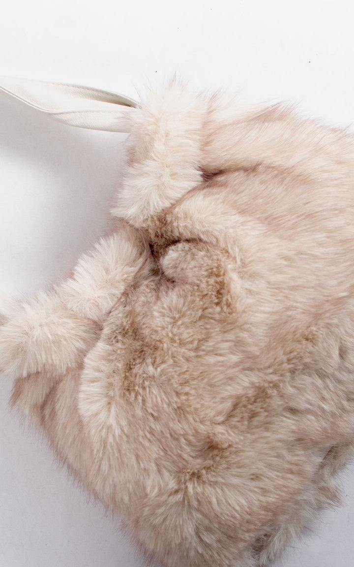 Faux Fur Bag | Medium | White & Chocolate