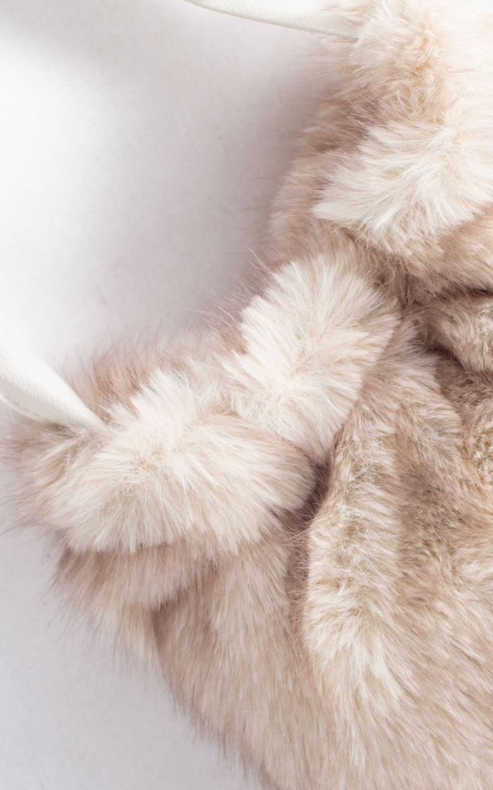 Faux Fur Bag | Medium | White & Chocolate