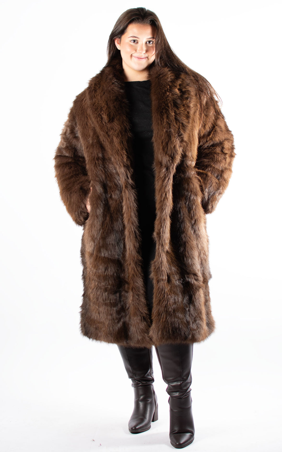 Faux Fur Coat | Chocolate