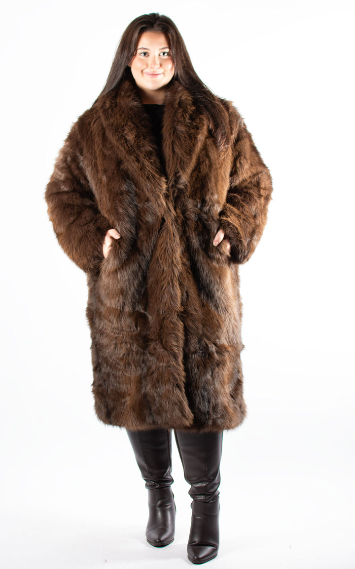 Faux Fur Coat | Chocolate