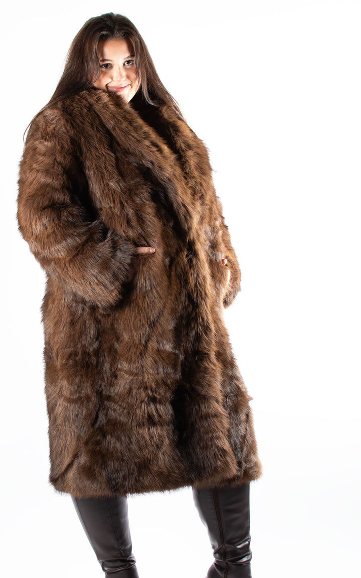 Faux Fur Coat | Chocolate