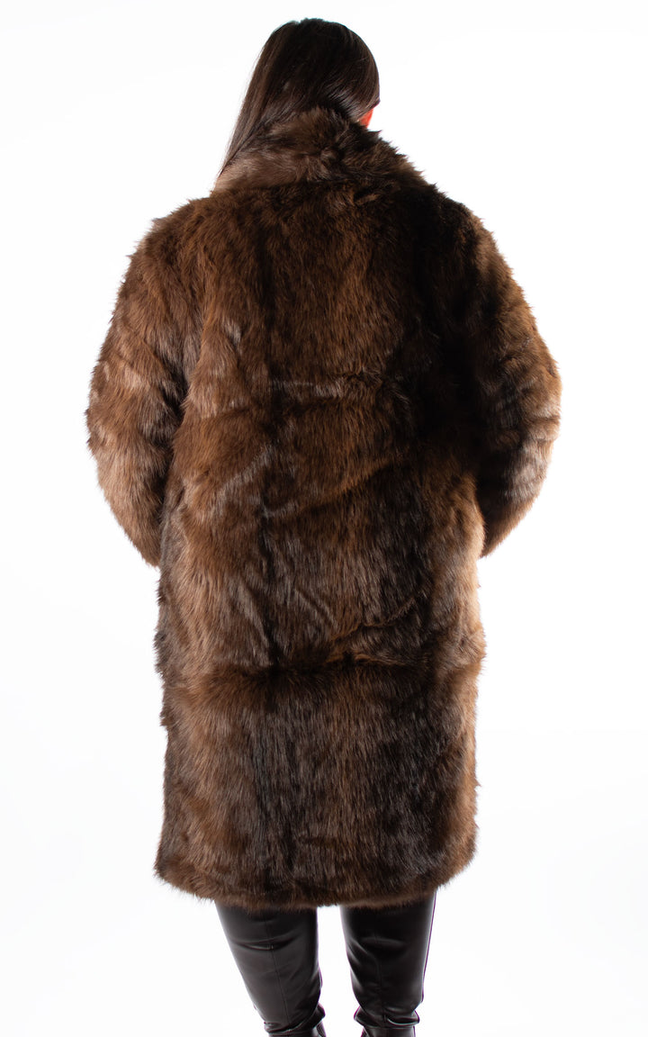 Faux Fur Coat | Chocolate