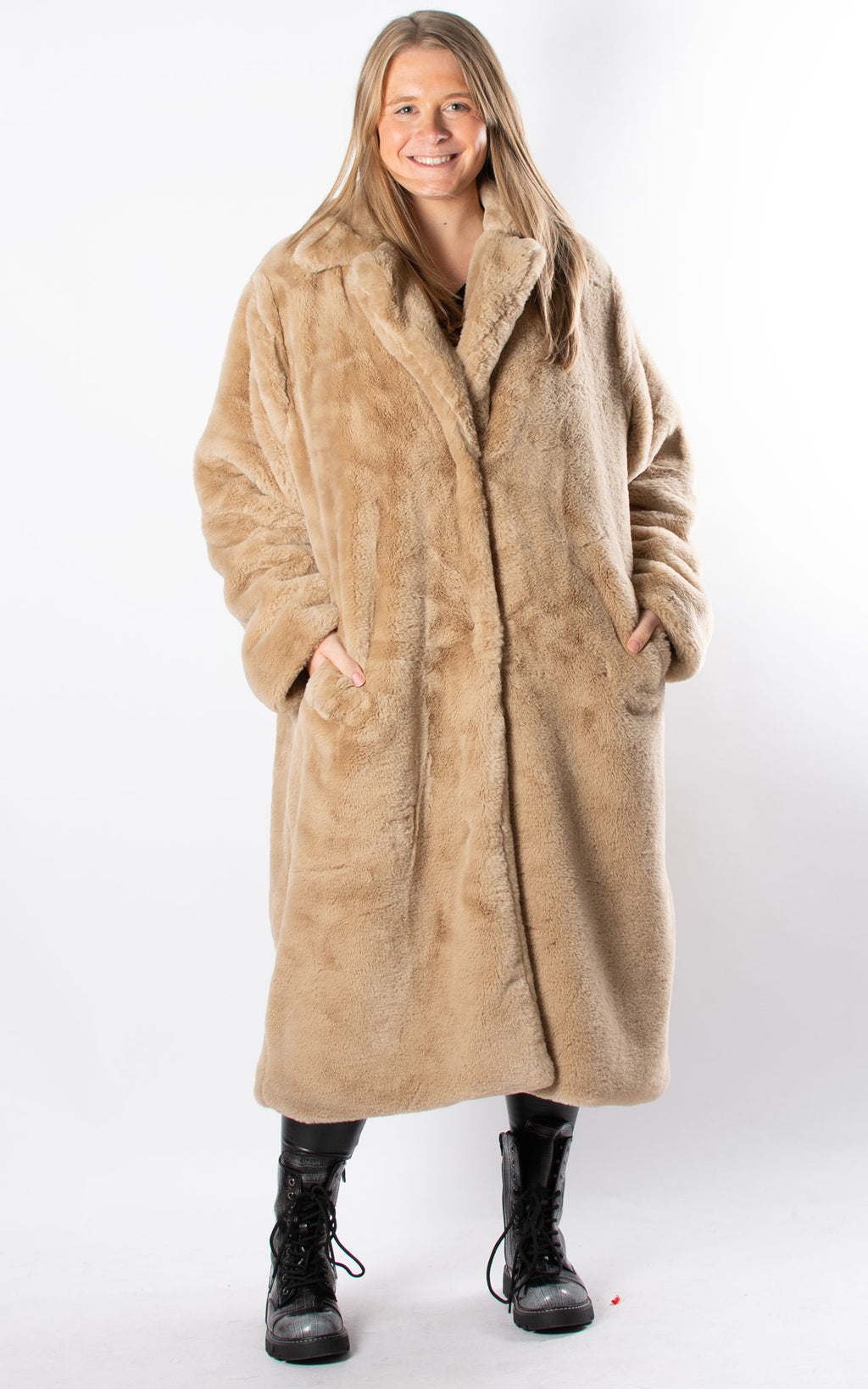 Faux Fur Coat | Taupe